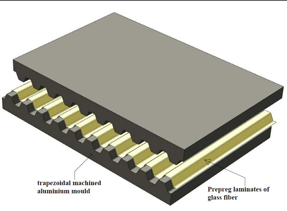 Trapizoidal machined aluminium mold and prepreg